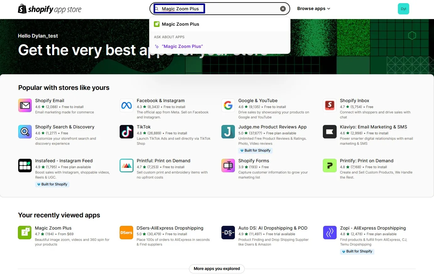 Go to the Shopify App Store